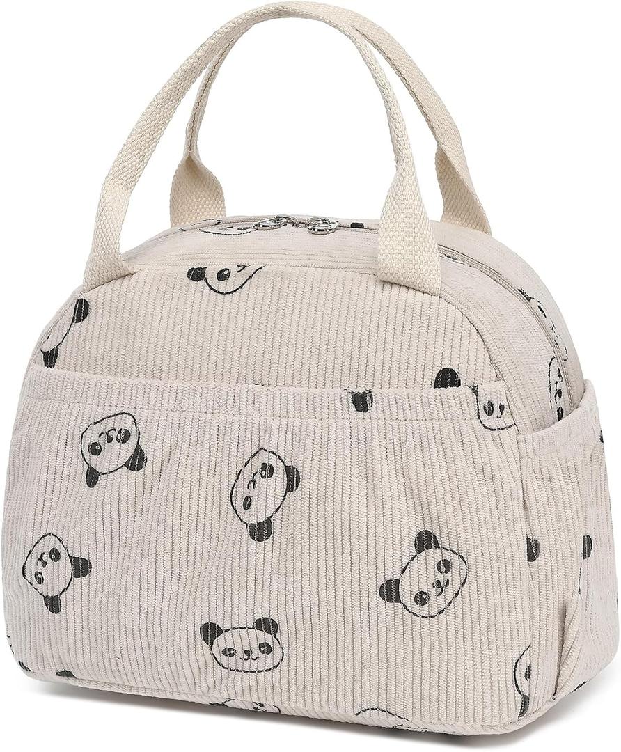 2 x Cute Insulated Lunch Bag Women Lunch Bags for Work Travel Picnic Kawaii Medium Waterproof Simple Large Lunch Bag Lunchbox With Pockets for Men Women