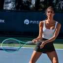 PINSPARK Womens Tennis Skirt High Waisted Golf Skort with 2 Pockets Stretchy Athletic Skirts for Workout Pickleball Running (Black, L)