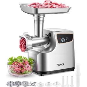 VEVOR Electric Meat Grinder, 5 Lbs/Min Capacity, #8 Meat Mincer with 3 Grinding Plates, 3 Sausage Stuffing Tubes & Kubbe Kit, 700W/0.77HP Sausage Stuffer Maker for Home Kitchens, ETL Listed