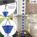 U-nitt Rain Chain Water Collection for Gutters Rainwater Catcher & Diverter, 8.5 FT Chains for Outside Garden, Blue Square Cups, Roof Downspout, Works with Heavy Rain, w/Gutter Clip for Rainchains