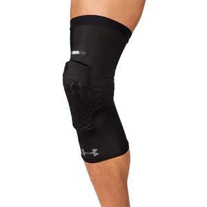 Under Armour Basketball Hex Pad Leg Sleeve, Compression Sleeve with Hex Pad Technology-Basketball,Football,Volleyball & More (Adult- Medium, Black)