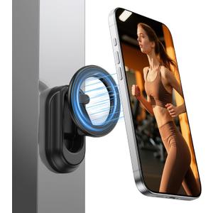 GUAGUA Magnetic Phone Holder for Gym with Dual N52 Super Magnets, Strong Magnetic Phone Mount for All Phones, Dashboard Foldable Stand, Secure Grip Portable Gym Accessories for Men & Women, Black