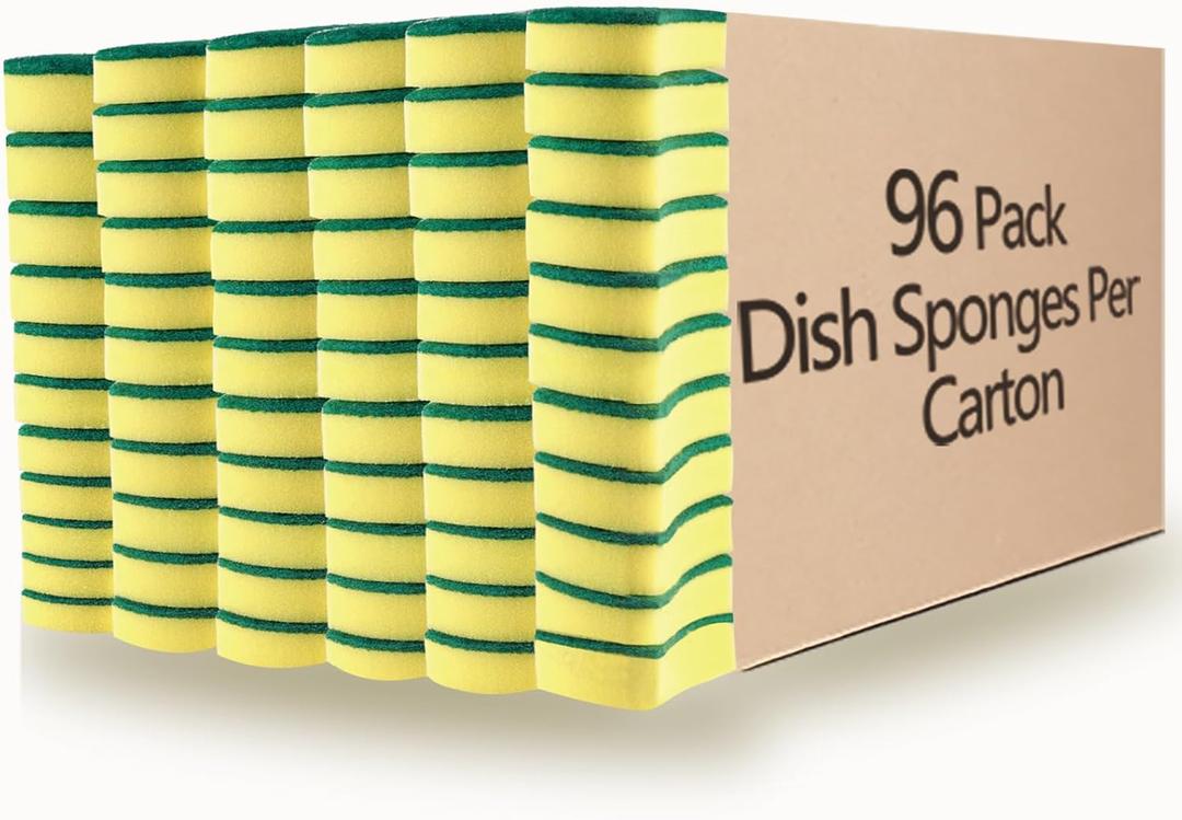 Kitchen Cleaning Sponges, 96 Pack Eco Non-Scratch for Dish, Scrub Sponges.