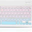 Bluetooth Keyboard and Mouse Combo Rechargeable Portable Wireless Keyboard Mouse Set for Apple iPad iPhone iOS 13 and Above Samsung Tablet Phone Smartphone Android Windows (Gradient Blue Pink)