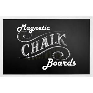 Loddie Doddie Magnetic Chalkboard & Magnet Board - 36 in x 24 in, White Wood Frame - Chalk Calendar for Wall Organization - Magnetic Bulletin Board for Magnet Display - Menu Sign for Kitchen Decor