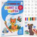 Planet First Paint Just Add Water Books for Kids Animals Watercolor Painting Book with Brush, Includes 20 Activity Pages & 2 Extra Paint Pages, Low-Mess Paint-by-Number Art for Ages 38
