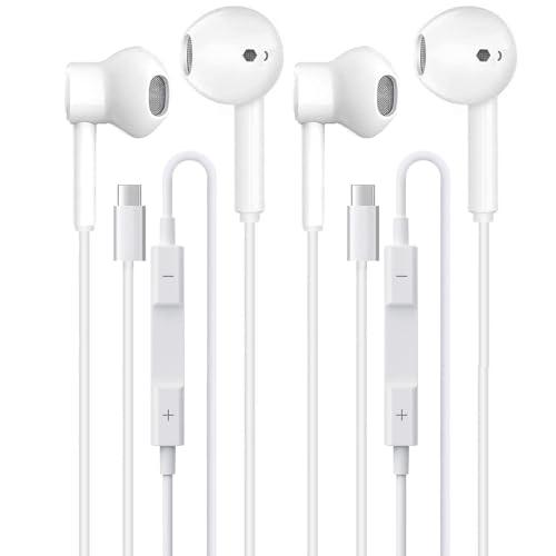 GIJIVCOZ 2 Pack Headphones USB C Wired for iPhone 17/17 Pro Max/17 Pro/16/15,Earphones in Ear HiFi Stereo Type C Earbuds Built-in Microphone & Volume Control for Galaxy S25 S24 S23