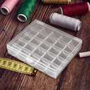 LOYORTY 12PCS Plastic Empty Bobbin Storage Case, 25 Slots Bobbin Case Holder, Transparent Bobbin Organizer Storage Box, Bobbins Spools Case for Sewing Machine