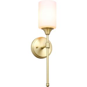 XiNBEi Lighting Wall Sconce, Bathroom Vanity Light with Glass, Classic Wall Fixture Satin Brass Finish for Bathroom XB-W1216-SB