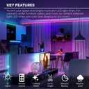 Merkury Innovations FlexGlo Flexible Multi-Colored LED Light Strip | USB Powered LED Light Strip | RGBW LED Party Lights with Adhesive Backing and Remote Control | 16 LED Colors | 4 Effect Modes |6 Ft