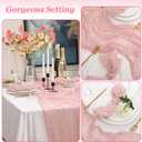 Rustic 1 Pcs Pink Cheesecloth Long Table Runner 35"x120" Gauze Pink Cheese Cloth 6 Pcs Boho Table Dinner Napkins 19. 7" x 19. 7" for Bridal Wedding Baby Shower Home Decoration