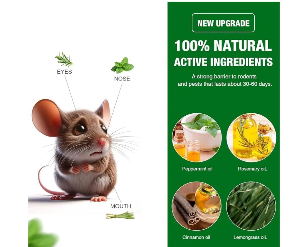 18P Rodent Mice Repellent, Peppermint Oil to Repel Mice and Rats, Rodent Mouse Repellent for Car, Natural Ingredients Rat Repellent Balls Deterrent Indoor