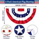 6 Pack 3x6 FT USA Pleated Fan Flag 4th of July Decorations, American Bunting Flag Memorial Day Outdoor Patriotic Half Fan Flags Banner Fourth of July Independence Day Outside Red White and Blue Decor