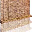 Reed Curtain, Bamboo Light Filtering Roller Shades,47" W x 71" H Retro Natural Roll Up Window Blind for Outdoor Indoor