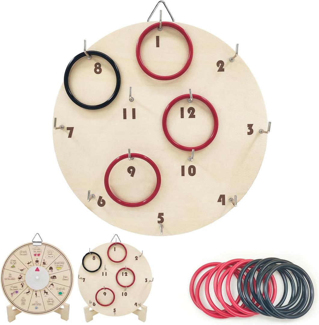 Ring Toss Game for Adults and Kids - Indoor & Outdoor Hook and Ring Game for Parties, Camping & Backyard for Family & Friends