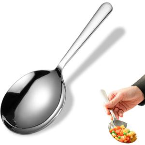 7.9" Stainless Steel Serving Spoon for Buffet, 18/8 Large Serving Spoon Utensils, Extra-Wide 3" Head, Dishwasher Safe for Catering, Restaurants, Kitchen, Parties (1 Pack)