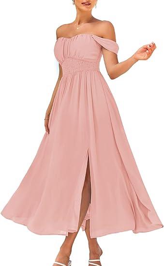 GRACE KARIN 2025 Women's Summer Floral Print Flowy A Line Maxi Dresses Sleeveless Smocked Off Shoulder Dress, Size 2XL