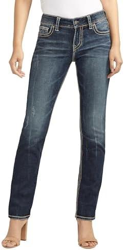 Silver Jeans Co. Women's Suki Mid Rise Curvy Fit Straight Leg,M
