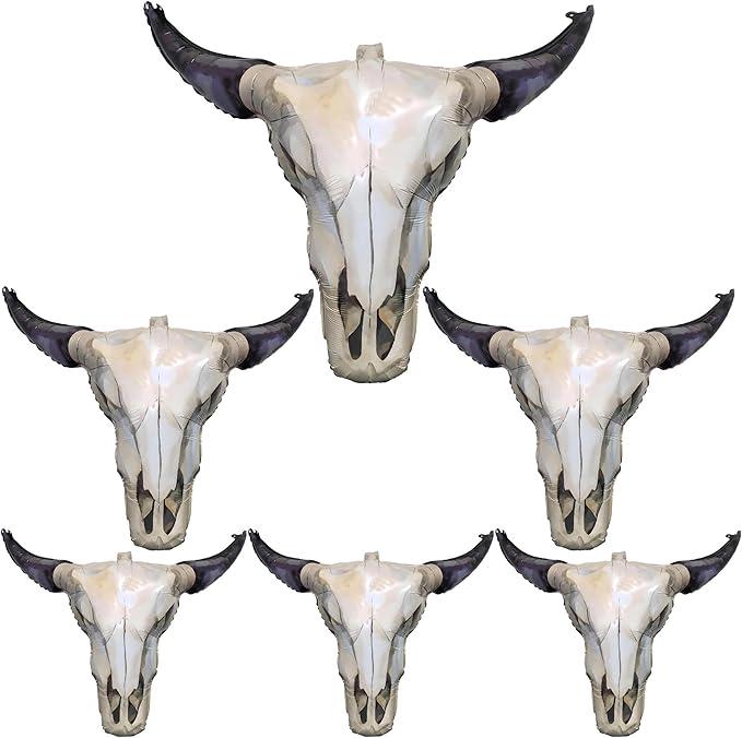 2 x AFZMON 6 Pack Western Party Decorations Longhorn Cowboy Balloons - 21x28 Inch Western Foil Decor for Last Rodeo Bachelorette Party