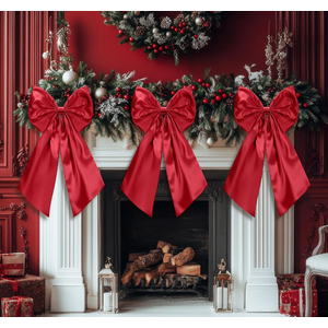 Suncalla 3 Pcs 2 FT Large Burgundy Christmas Bows Decorations Big Satin Bows Hanging Wall Decors for Room Fireplace Coquette Birthday Backdrop Bridal Shower Wedding Bachelorette Xmas Party Supplies