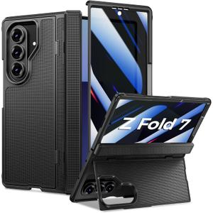 Goton for Samsung Galaxy Z Fold 7 Case with Privacy Screen Protector, Kickstand & Hinge Protection  Rugged Hard 360 Full Body Protective Phone Cover Case for Z Fold 7 5G 2025 - Black