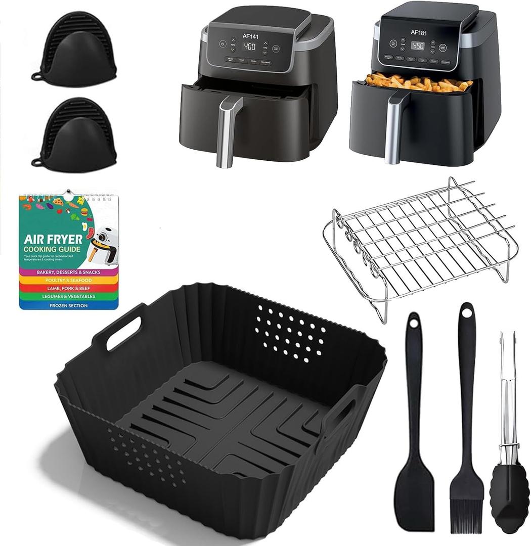 7pcs Accessories for Ninja Air Fryer Pro XL 6-in-1 - AF181 &AF141 6.5 QT Air Fryer, with brushes Clip Spatulas Baking trays Baking Needles Hand Clips,Recipes (6.5QT)