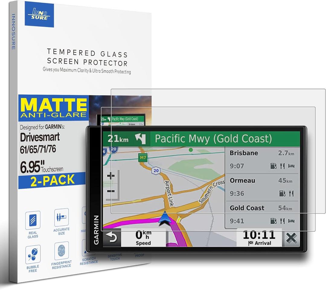 [2-PACK] Tempered Glass Screen Protector for Garmin DriveSmart 61 65 71 76 6.95"/7" Touchscreen Anti Scratch/Glare (Matte)