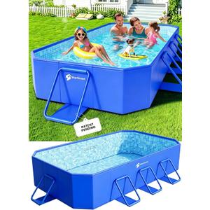 StarOcean 2026 Foldable Pool, Large Non-Inflatable Swimming Pool for Kids,Adult Collapsible Pools Hard Plastic Shell, Oversized Thickened,Portable Folding Kids Pools for Backyard 90"x50"x20"-Blue