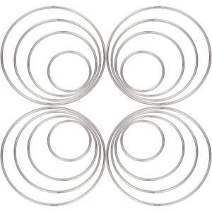 GORGECRAFT 16PCS Metal Wreath Rings 4 Sizes(5/8/10/12cm) Silver Catcher Hoops Macrame Rings Floral Craft Hoop for DIY Wedding Christmas Party Decoration Hanging Ornament Making