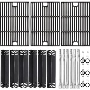 Hisencn Grill Parts Kit for Home Depot Nexgrill 6 Burner 720-0896E, 720-0896B, 720-0896C Gas Grill, Stainless Steel Grill Burners, Heat Plates Tent Shields Flame Tamers, Cooking Grates Grid