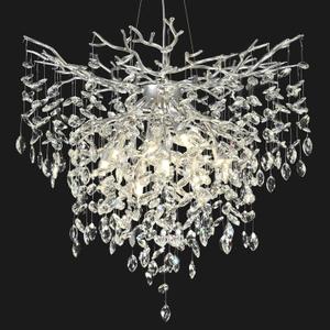 32 inch Crystal Chandelier for Dining Room, Round Silver Tree Branches Chandeliers, Top K9 Crystal Chandelier, Modern Chandeliers for Kitchen,Foyer Entryway,Luxury Adjustable Hanging Chandeliers