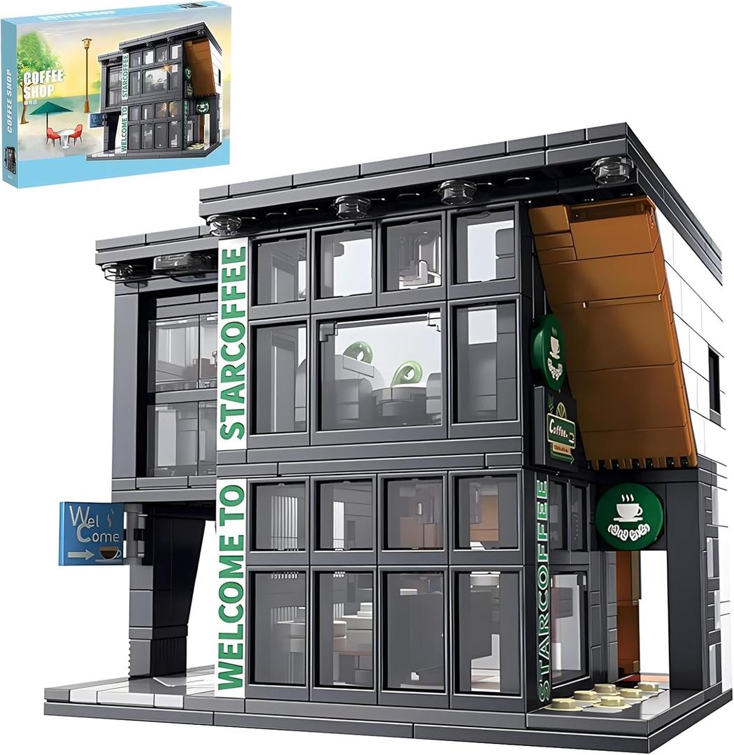 Coffee Shop Building Blocks Toys City Street View Architecture Model Set Birthday Age 6+ Children Teens Adult 581 Pieces