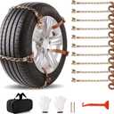 RUITO Emergency Snow Chains, Universal Tire Snow Chains for car suv semi trucks atv, Applicable Tire Width 225-295mm, Durable, Higher Stability (Set of 10)