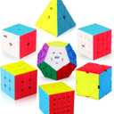 Speed Cube Set, 2x2 3x3 4x4 5x5 Skew Megaminx Pyramid Cube Collection for Kids, Teens & Adults, 7 Pack