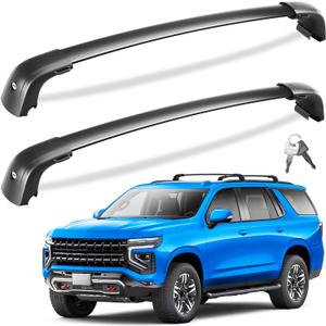 Tuyoung Roof Rack Cross Bars Compatible with 2021 2022 2023 2024 2025 2026 Chevy Tahoe & Suburban, GMC Yukon XL, Cadillac Escalade ESV, Chevrolet Lockable 330lb Aluminum Black Crossbar Carrier Luggage