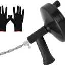 Drain Clog Remover, with Gloves and 33ft Flexible Plumbing Hair Catcher Drain Auger Cleaner Tool Set For Toilet(Black)