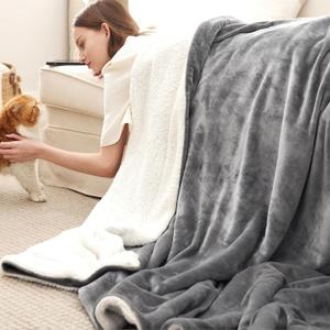 Bedsure Sherpa Fleece Blankets King Size for Bed - Thick and Warm, Soft Fuzzy Plush King Blanket for Winter, Grey, 108x90 Inches