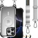 MAGEASY Designed for iPhone 16 Pro Case with Strap - 20ft Drop Protection Compatible with MagSafe, Transformable 2-in-1 Protective & Lanyard Case, Aluminum Frame | Odyssey Strap M (Metal Silver)