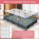 20 Panels Small Animal Playpen, 48" x 24" x 16" Pet Playpen with Waterproof Mat, C&C Cage for Guinea Pigs, Rabbit/Bunny/Baby Chicken Cage,Bunny/Puppy/Chicken Pen Indoor Outdoor Portable Metal Fence