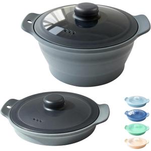 42oz Silicone Microwave Steamer For Vegetables, Cooker For Microwave with Handle & Lid, Collapsible Steam Pot, Heat-Resistant Cooker with Steam Holes, BPA Free, Dishwasher Safe (Grey), 1 Pack