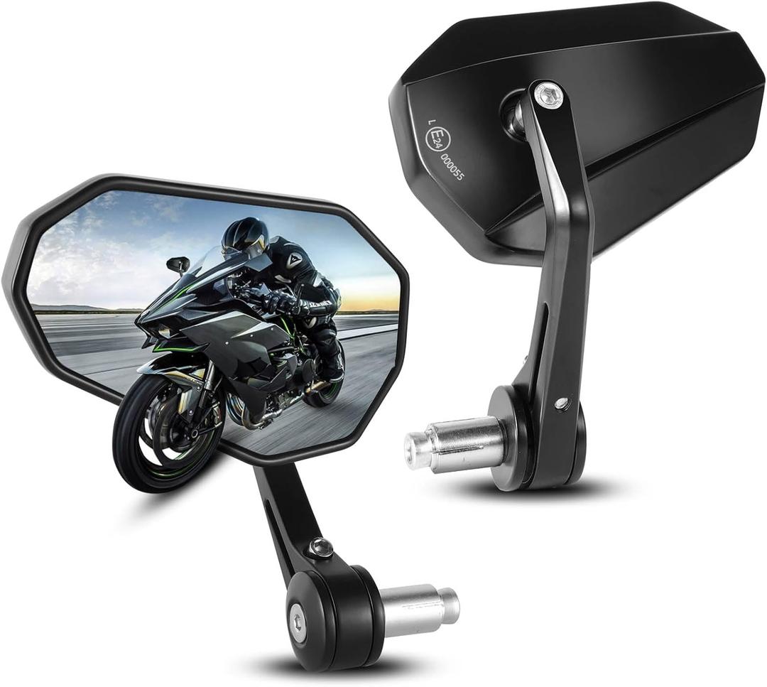 Motorcycle Side Mirrors Handle Mount Bar End Mirror, Universal Handlebar Rear View Bar End Mirrors for Motorcycles E-bike Scooters Snowmobile ATV (Rhombus)