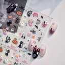 Halloween Nail Art Stickers 5D Embossed Nail Art Decals Self-Adhesive Nail Stickers Pumpkin Face Cat Mummy Spider Web Ghost Nail Decals Nail DIY Supplies Decorations for Women (1 Sheet)
