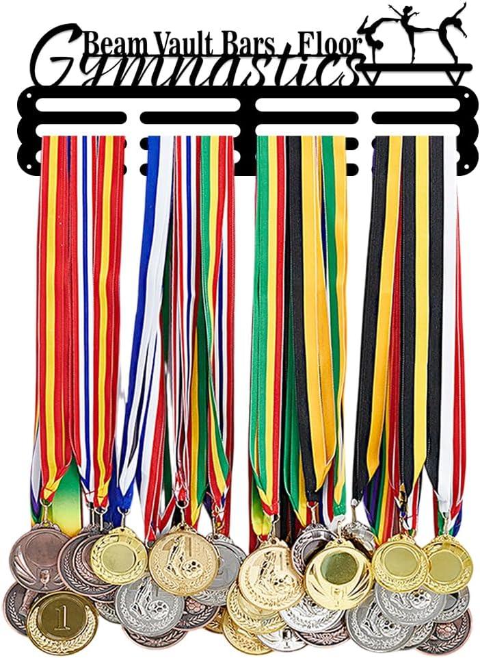 PH PandaHall Medal Hanger Holder Display Rack Gymnastics Medal Hanger Awards Ribbon Cheer 3 Lines Sport Award Rack Wall Mount Metal Frame for Over 50 Medals Necklace Jewelry 15.75 Inch