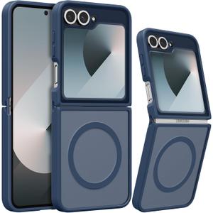 RALEAVO for Samsung Galaxy Z Flip 7 FE/Z Flip 6 Case Strong Magnetic Case [Compatible with Magsafe] Slim Shockproof Protective Phone Cover with Translucent Hard Back,Blue