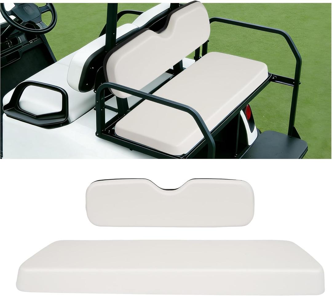 ECOTRIC Golf Cart Rear Seat Bottom & Seat Backrest Compatible with Yamaha,EZGO RXV,TXT,ST Club Car DS & Precedent (White)