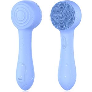 Facial Cleansing Brush Silicone Face Scrubber Waterproof Rechargeable Exfoliator Massage Device for Men & Women, Deep Pore Cleansing, Exfoliating, Removing Blackhead Electric Face Scrub Brush (Blue)