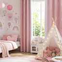 MYSKY HOME Pink and Greyish White 95% Blackout Ombre Curtains 90 inch Long 2 Panels for Girls Bedroom Geometric Pattern Black Out Thermal Insulated Wave Line Foil Print Grommet Window Curtains, 52" W