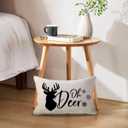 ULOVE LOVE YOURSELF Farmhouse Winter Holiday Throw Pillow Covers Winter Deer/Xmas Trees Lumbar Cushion Covers 1220 for Sofa Couch Porch Decor (Black)