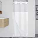 Stall No Hook Shower Curtain with Snap in Liner,230GSM Waffle Weave Shower Curtains for Bathroom,36W x 74H,White