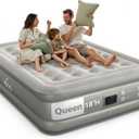 iDOO Air Mattress Queen with Built in Pump, 18 Raised Comfort Inflatable Blow up Mattress, Upgraded Four Chamber Portable Air Bed for Guests and Home, Colchon Inflable, 650 lbs Max